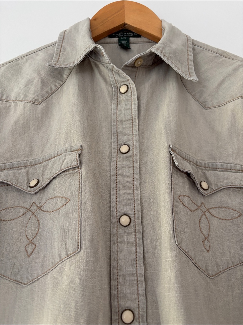 Ralph Lauren Women's Collared Shirt in Light Khaki